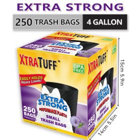 250 Bags 4 Gallon Disposable Large Garbage Puncture Tear Resistant Trash Bags, 33 Gallon Capacity, Large Multipurpose Cleaning Supplies For Indus