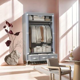 Mobile Closet Organizer with Removable Shelves & Hanging Rod