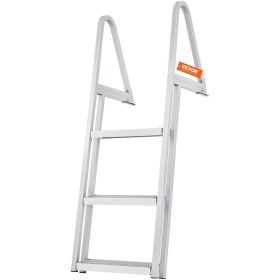 VEVOR Dock Ladder, Removable Steps, 350 lbs Load Capacity, Aluminum Alloy Pontoon Boat Ladder with 4'' Wide Step & Nonslip Rubber Mat