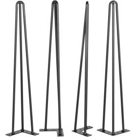 VEVOR Hairpin Table Legs 20" Black Set of 4 Desk Legs 880lbs Load Capacity (Each 220lbs) Hairpin Desk Legs 3 Rods for Bench Desk Dining End Table