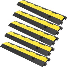 VEVOR Cable Protector Ramp, 5 Packs 2 Channels Speed Bump Hump, Rubber Modular Speed Bump Rated 11000 LBS Load Capacity