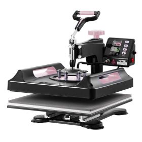 8 in 1 Heat Press Machine 15x15 in 30oz Tumbler Press T-Shirts Black