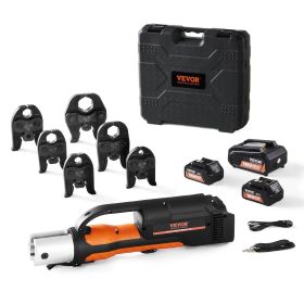 VEVOR Pro Press Tool, 18V Electric Pipe Crimping Tool for 1/2" to 2" Copper Pipes, Press Tool Kit with 6 Pro Press Jaws, 2pcs 4AH Battery