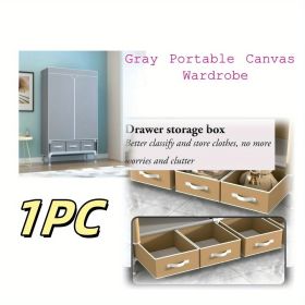 Portable Foldable Closet Organizer - Hanging Rod Wardrobe with Sturdy Fixed Shelves, Compact Storage Cabinet for Home Organization