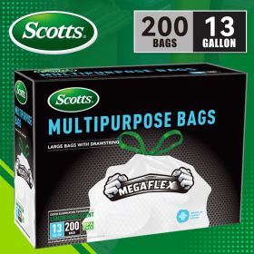 Scotts 200 Bags 13 Gallon Boxed Disposable Non Tear Puncture Tear Resistant Trash Bags, deodorization technology Kitchen Drawstring Garbage Bags