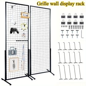 Floorstanding 2' x 5.6' Grid Wall Panels Tower (2 Packs) - Double-Sided Wire Gridwall Display Racks for Art Craft Shows and Retail