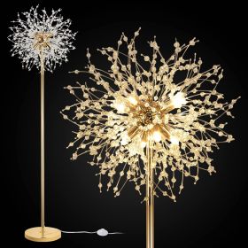 Bedroom Crystal Floor Lamp,,69 Inch High Pole Lamp,Modern Room Decorative Floor Lamp,Includes 32 Fireworks Crystal Suspenders, Chrome Finish Unav (Option: Golden)