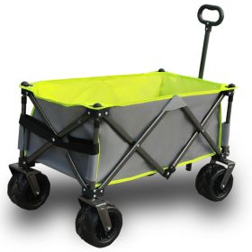 Heavy Duty Folding Beach Wagon Cart With Big Wheels & Adjustable Handle (Option: Antique WhiteGray)