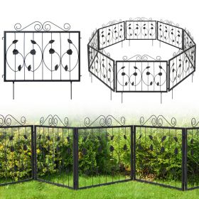 Decorative Garden Fence With 8 Panels Animal Barrier (Color: Black)