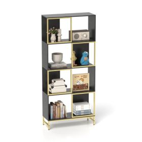 4-Tier Storage Shelves, Bookcase Display Storage Shelf Corner Shelf For Small Space (Color: Black)