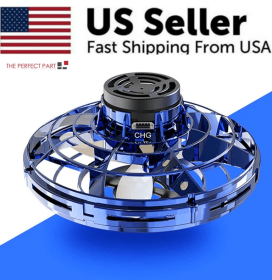 Flying Fidget Spinner Drone Ball UFO Stress Focus Hand Toy LED Kids & Adults (Color: Blue)