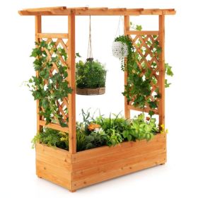 Raised Garden Bed With Trellis Or Climbing Plant And Hanging Roof (Color: Orange)