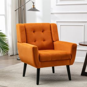 Modern Soft Velvet Ergonomic Accent Chair For Living Room, Bedroom, Home (Color: Orange)