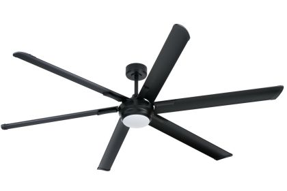 Matte Black 6-Blade Ceiling Fan With LED Light Kit And Remote Control (Color: Black)