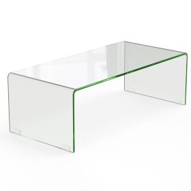 42.5 X 20 X 14 Inch Glass Coffee Table With Rounded Edges For Living Room (Option: Transparent)