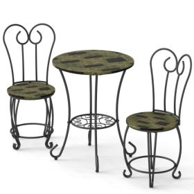 Modern Style 3 Piece Coffee Table Set Round Coffee Table With 2 Round Back Chairs (Option: 3Pcs)