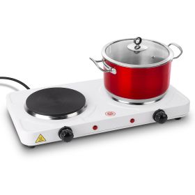 1Pc 2000W Double Electric Burner Double Hot Plate With 5 Gear Temperature Control (Color: White)