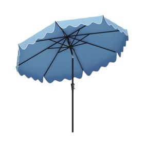 9 Feet Patio Umbrella With Crank Handle And Push Button Tilt (Color: Navy)