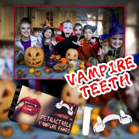 Vampire Teeth Halloween Characters Playing Decorative Props Horror Vampire Denture With Adhesive Halloween Party Masquerade Costume Gifts (Option: A)