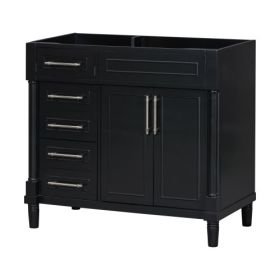 36'' Bathroom Vanity Without Sink, Freestanding Bathroom Storage Cabinet With 2 Drawers And A Tip-out Drawer, Solid Wood Frame Vanity Only, Heigh (Color: Black)