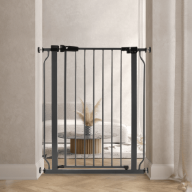 Only Supports Self Pickup  Extra Wide Baby Gate, Safety Dog Gate For Stairs, Easy Walk-through Self-closing Pet Gate For Houses, Doorways, White- (Color: Grey)
