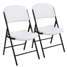 Only Supports Self Pickup  Black & White Folding Chair - Iron Frame & Plastic Seat (Option: Et of2)