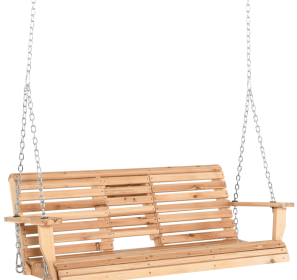 Wooden Swing Bench Heavy Duty Steel Chains 59 W X 29.5 D High Backrest, 440lbs Capacity, Natural (Option: Natural color)
