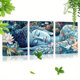Mentally Compassionate Buddha 3pcs Framed Canvas Wall Art Set - Ready To Hang, Perfect For Living Room, Bedroom, Or Office Decor (Option: 24X16inch60X40cm)