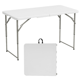 Only Supports Self Pickup  Folding Table, 8 Feet Heavy Duty Folding Semi-utility Table For Indoor And Outdoor Use, Suitable For Camping, Picnics, (Color: White)