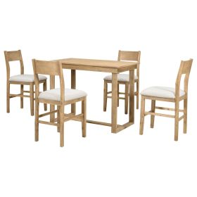 TOPMAX Farmhouse 5-Piece Counter Height Dining Set, 1 Table & 4 Chairs (Color: Brown)