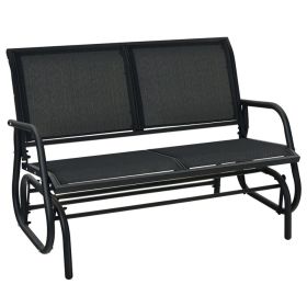 Swing Glider Chair 48 Inch Loveseat Rocker Lounge (Color: Black)