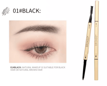 Small Gold Bars Double-end Ultra-fine Eyebrow Pencil Triangle Eyebrow Pen Refill Brow Brush Draw Stereoscopic Long-Lasting Brows (Color: #01 Blak)