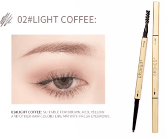 Small Gold Bars Double-end Ultra-fine Eyebrow Pencil Triangle Eyebrow Pen Refill Brow Brush Draw Stereoscopic Long-Lasting Brows (Color: #02 Light Coffee)