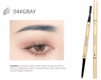 Small Gold Bars Double-end Ultra-fine Eyebrow Pencil Triangle Eyebrow Pen Refill Brow Brush Draw Stereoscopic Long-Lasting Brows (Color: #04 Gray)