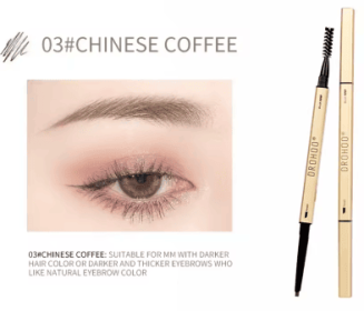 Small Gold Bars Double-end Ultra-fine Eyebrow Pencil Triangle Eyebrow Pen Refill Brow Brush Draw Stereoscopic Long-Lasting Brows (Color: #03 Coffee)