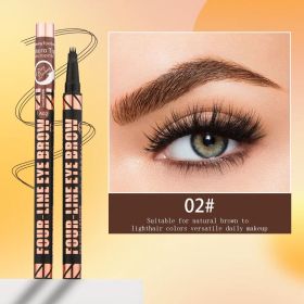 3 Colors Quad Wild Eyebrow Eyebrow Pencil Waterproof Non-Halogenating Extremely Fine Liquid Water Eyebrow Pencil (size: QICIY-QZY2101-02)