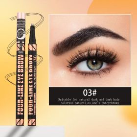 3 Colors Quad Wild Eyebrow Eyebrow Pencil Waterproof Non-Halogenating Extremely Fine Liquid Water Eyebrow Pencil (size: QICIY-QZY2101-03)