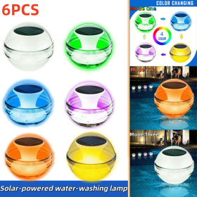 Outdoor Solar Rechargeable Floating Pool Lights,Pool Lights That Float with Solar Charging Panel,IPX7 Waterproof for Inground Pool, Bathroom, Bat (Quantities: 6 PCS)