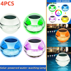 Outdoor Solar Rechargeable Floating Pool Lights,Pool Lights That Float with Solar Charging Panel,IPX7 Waterproof for Inground Pool, Bathroom, Bat (Quantities: 4 PCS)
