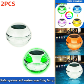 Outdoor Solar Rechargeable Floating Pool Lights,Pool Lights That Float with Solar Charging Panel,IPX7 Waterproof for Inground Pool, Bathroom, Bat (Quantities: 2 PCS)
