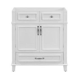 30'' Bathroom Vanity Without Top,Solid Wood Frame Bathroom Storage Cabinet With Soft Closing Doors,Frame Bathroom Storage Cabinet Only, Retro Sty (Color: White)