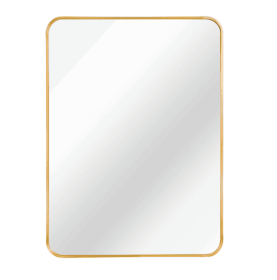 22x30 Inch Silver Metal Framed Rectangular Bathrrom Mirror For Wall. (Color: Gold)
