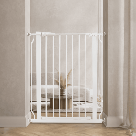 Only Supports Self Pickup  Extra Wide Baby Gate, Safety Dog Gate For Stairs, Easy Walk-through Self-closing Pet Gate For Houses, Doorways, White- (Color: White)