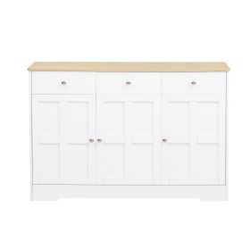 Fancy Design Kitchen Buffet Storage Cabinet With Arched Design - White Sideboard With Door (Color: White)