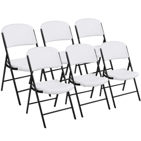 Only Supports Self Pickup  Black & White Folding Chair - Iron Frame & Plastic Seat (Option: Set of6)