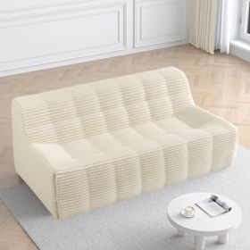 Sofa, Full Sponge Compression Corduroy 3 Seat Sofa, Modern Minimalist Style Corduroy Sofa, Comfortable Compression Sofa, Space Efficient Design (Color: Beige)