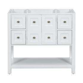 36  Bathroom Vanity Without Sink,Free Standing Vanity Set With 4 Drawers& Soft Closing Doors,Solid Wood Frame Bathroom Storage Cabinet Only (Color: White)